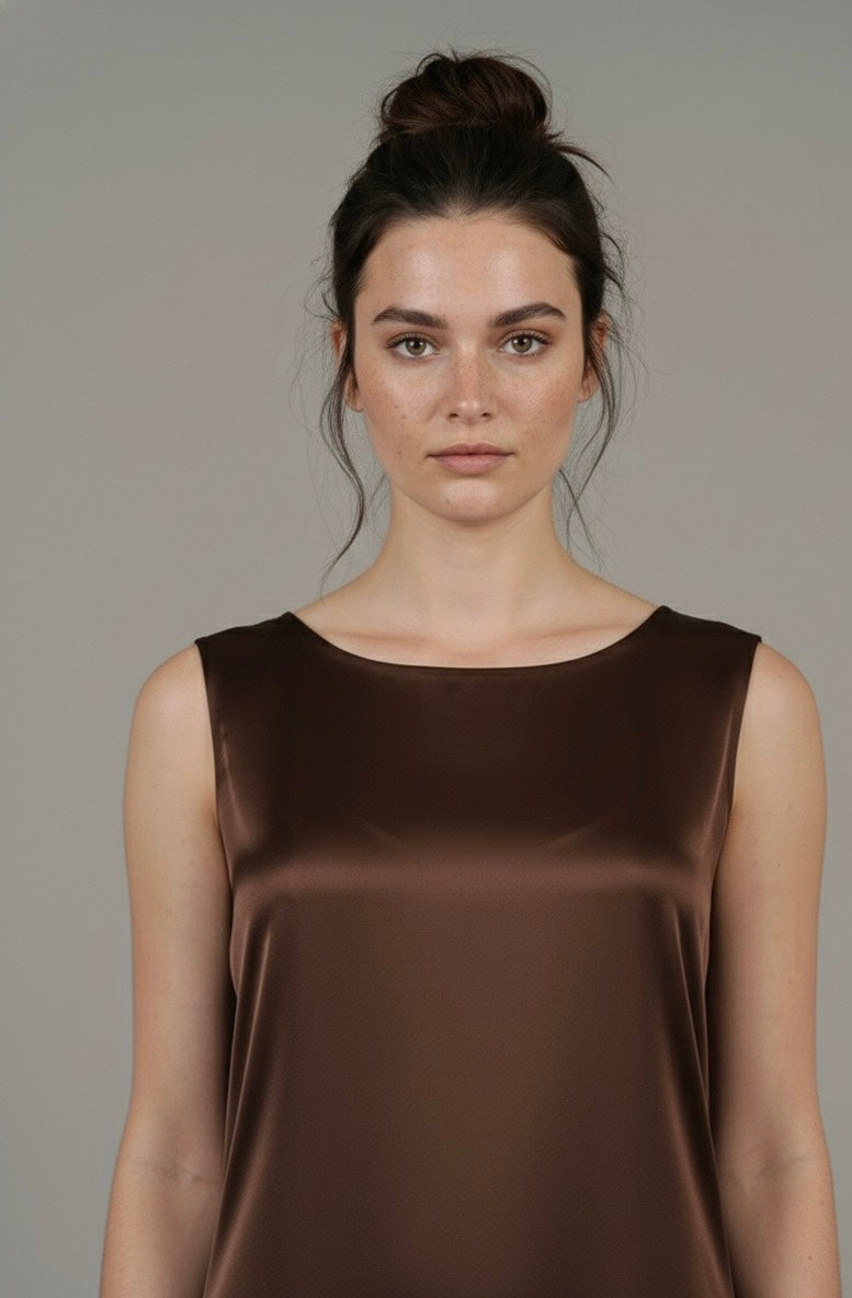 Robe Longue Fluide. L'indispensable.
Crêpe Satiné & Finition Doublure Invisible.