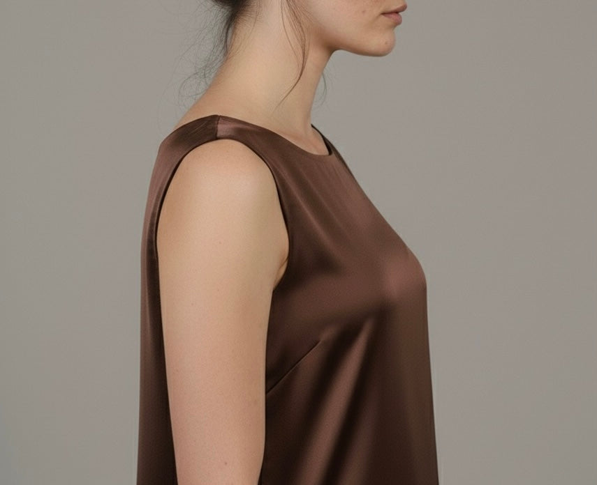 Robe Longue Fluide. L'indispensable.
Crêpe Satiné & Finition Doublure Invisible.