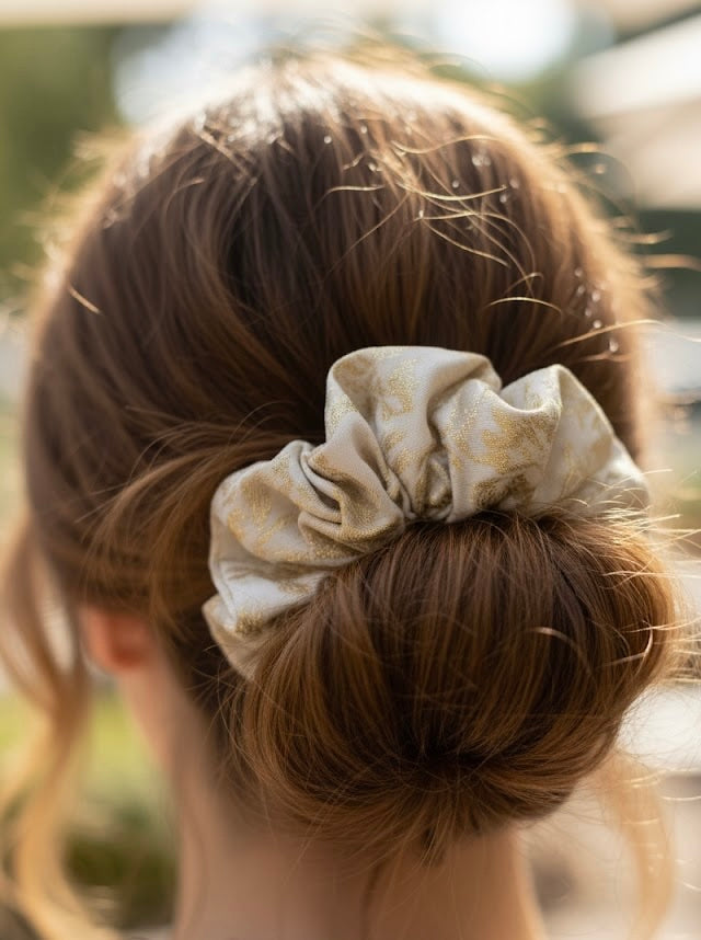 Chouchou Héliade – Brocard Crème & Or Scintillant